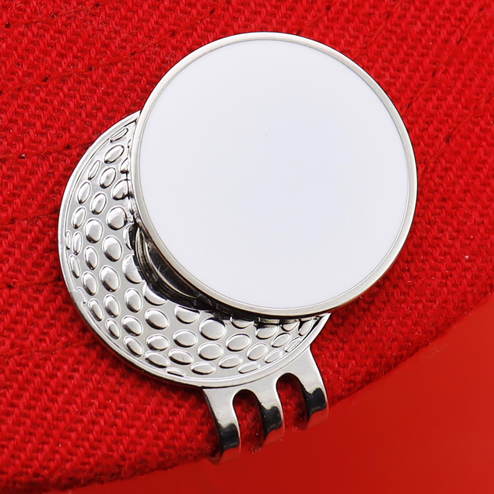 Ball Marker Set - 磁気ゴルフボールマーカー ポータブルゴルフボールマーカー ハットクリップ エナメルホワイトメタルボールマーカー ハットクリップマーカーセット