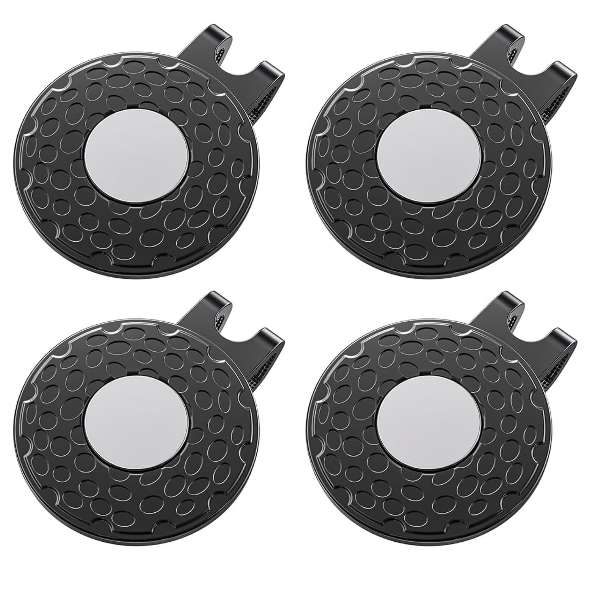 Ball Marker Set - 4個入りゴルフキャップクリップ - 強力な磁石付き亜鉛合金、金属製ボールマーカー用磁気ハットクリップ、ゴルフ愛好家への素晴らしい贈り物