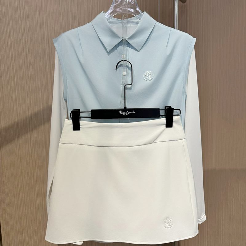 Golf Equipment For Women - PL 女性ゴルフ服日焼け止め長袖ポロトップスレディースハイウエストプリーツスカートアイスシルク冷却ゴルフスポーティなスーツ