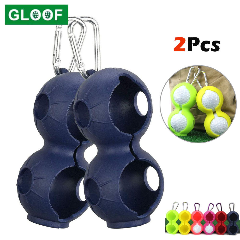 Golf Equipment Bag - ポータブルミニゴルフボール,ソフトシリコン保護カバー,ウエストホルダー,落下防止キーリング,ゴルフアクセサリー,2ボール