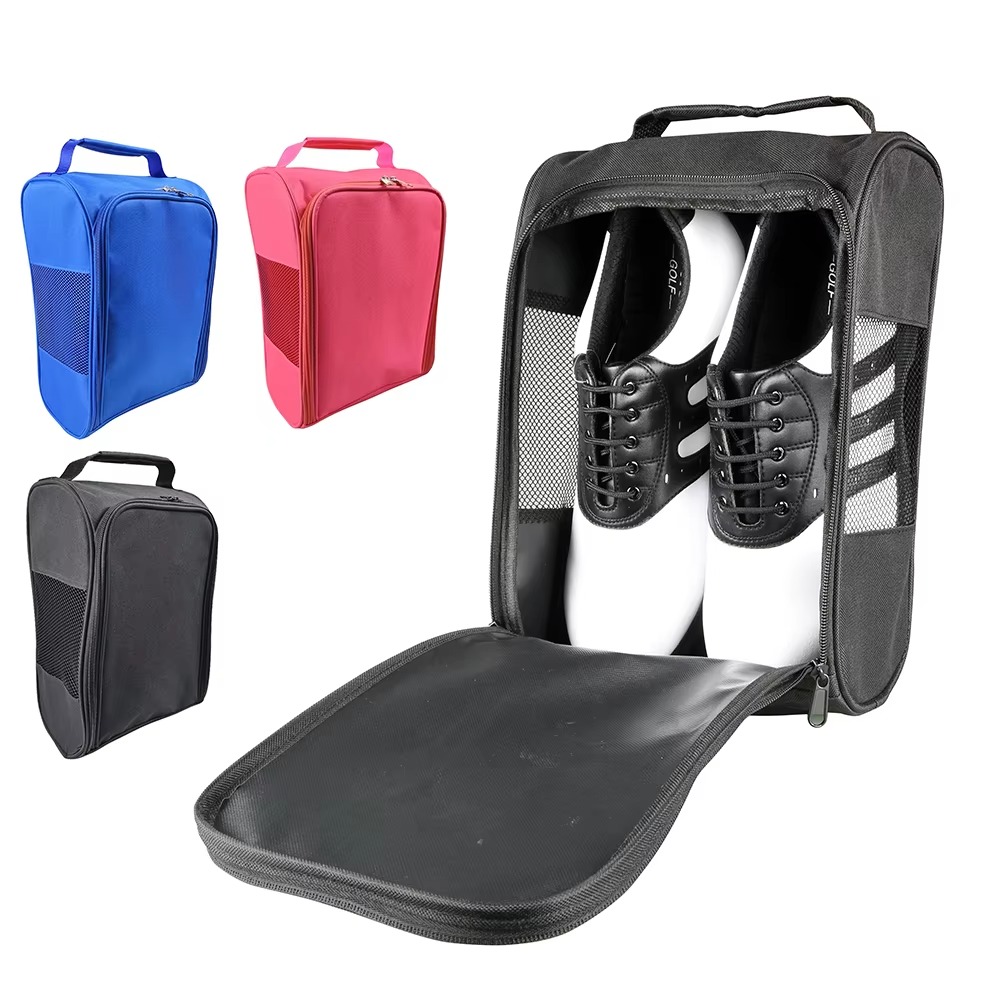 Golf Equipment Bag - 新しい手持ち式シューズキャリアバッグ 軽量オックスフォード布製シューズ収納バッグ 通気性のあるジッパー付きゴルフシューズバッグ