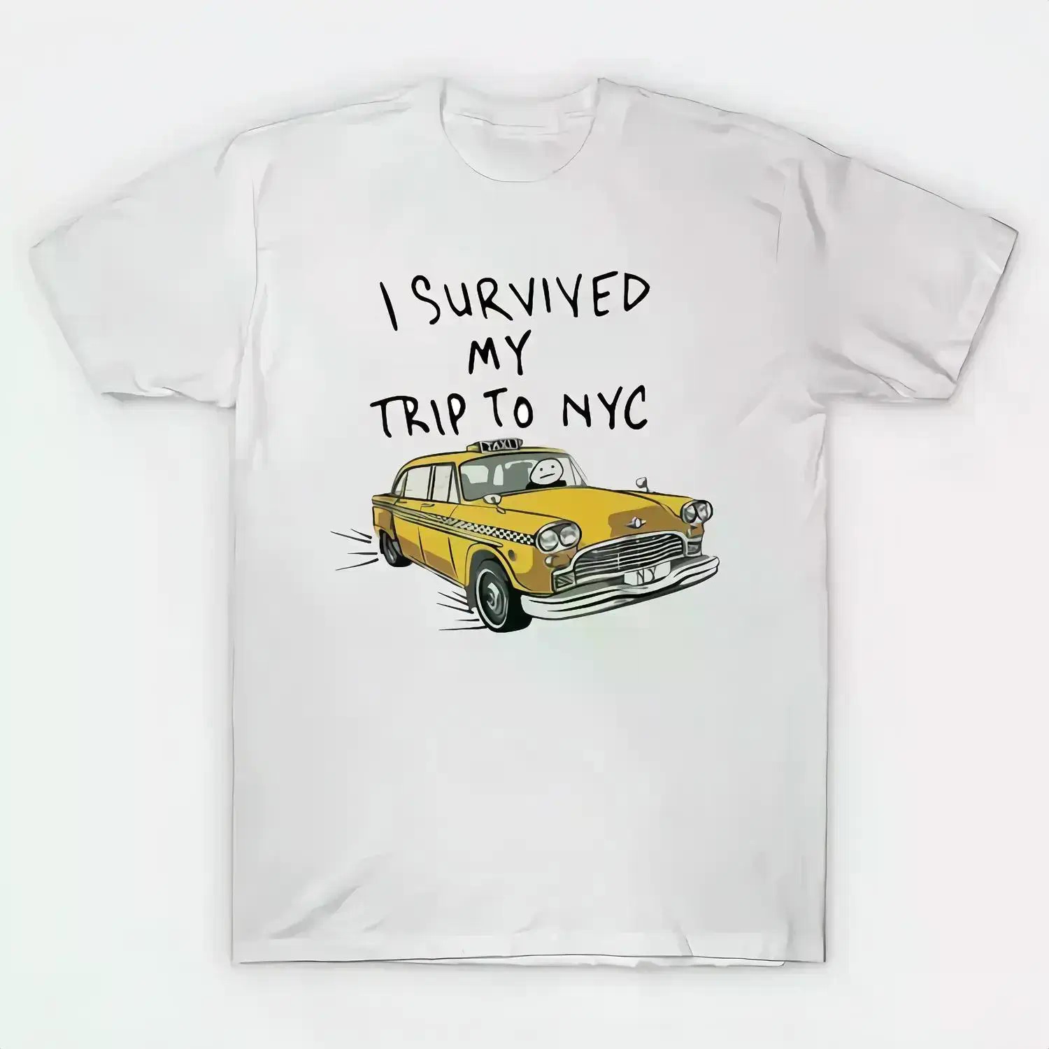 Golf Equipment For Women - 100%オーバーサイズのスローガンプリントTシャツ、「I Survived My Trip To NYC」のグラフィックが描かれた柔らかなコットン製半袖トップス、ユニセックスラウンドネックカジュアルウェア、クラシック、ストリートウェア、レギュラースリーブ、メンズウェア、男性と女性向けのゴルフギフトTシャツ。