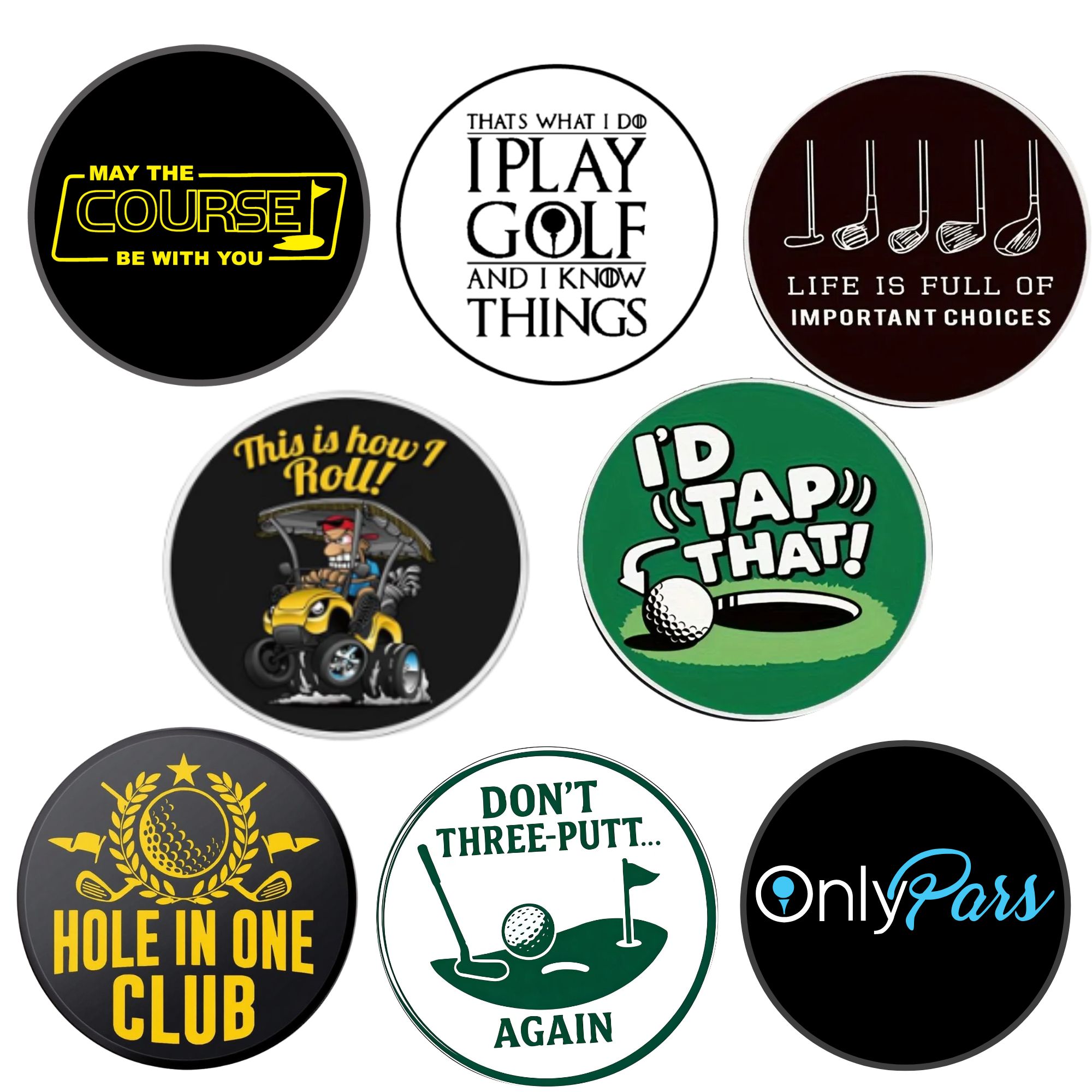 8個入りゴルフボールマーカーセット、面白いゴルフアクセサリー - Ball Marker Set のレビューと価格