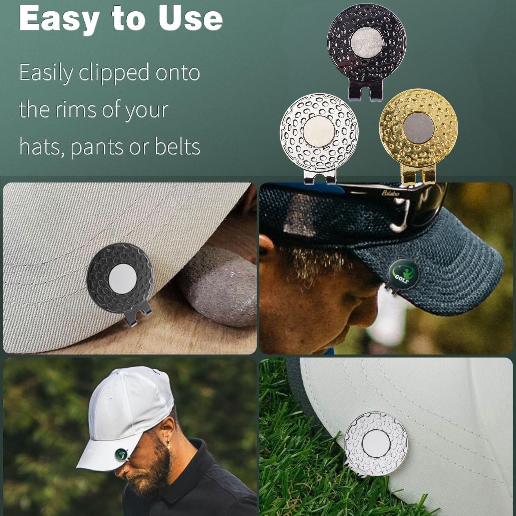 4個入りゴルフキャップクリップ - 強力な磁石付き亜鉛合金、 - Ball Marker Set のレビューと価格