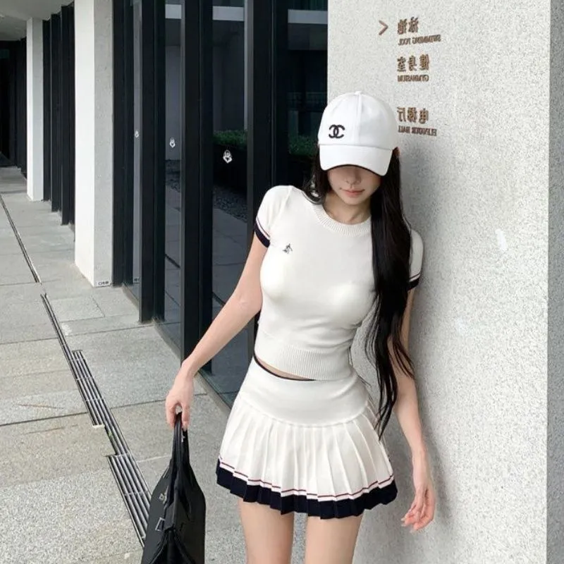 韓国の夏用ツーピーススーツカジュアルテニスゴルフスポーツスー - Golf Equipment For Women のレビューと価格