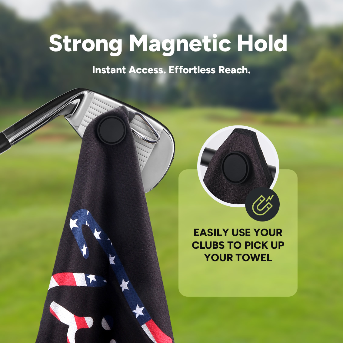 アメリカ国旗柄マグネットゴルフタオル 23.6フィート（長さ - Golf Equipment Bag のレビューと価格